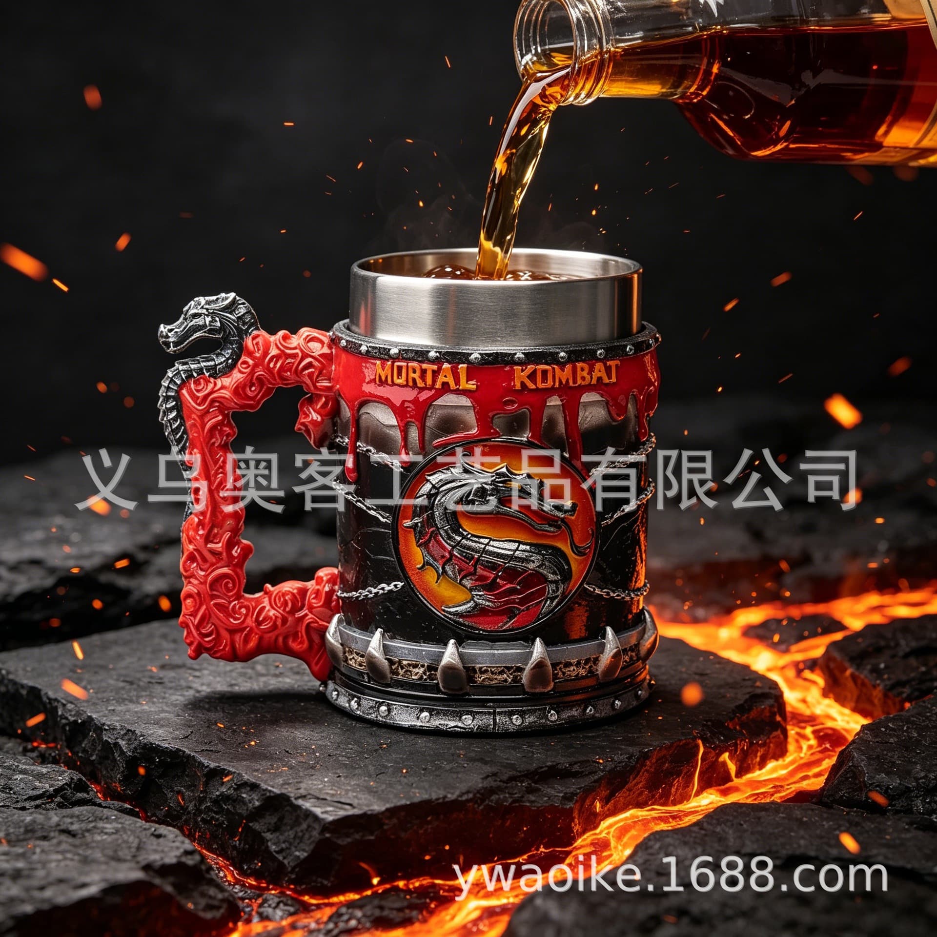 Cross-border new product medieval dragon pattern resin beer mug personalized embossed dragon pattern tree mug large capacity wine glass