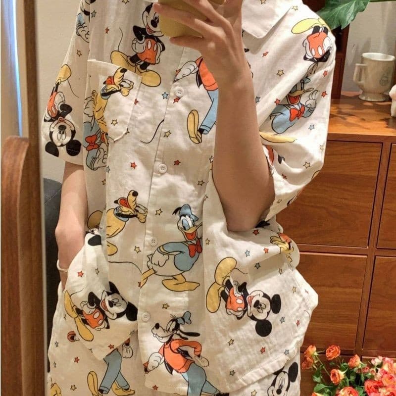 Star Mickey Double Short 2026 Summer New Pajamas Women Internet Celebrity Style Korean Short Sleeve Homewear Set