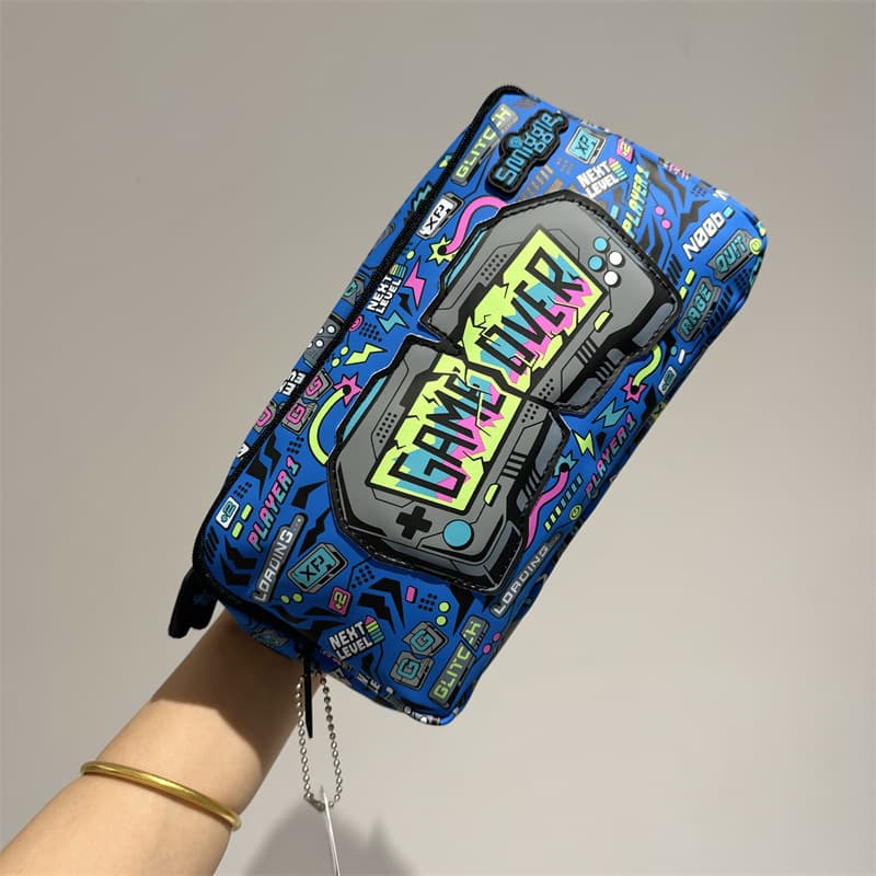 New Smiggle Double-Layer Pencil Case Blue GAMEOVER Multi-Functional Storage Pencil Box Student Stationery Unicorn