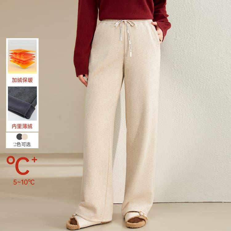 【Loose Wide-Leg Draped Fleece-Lined Thick Glutinous Rice Pants】Xianli Show Plus Size Women's Clothing, New 2024 Winter Styles for Curvy Women