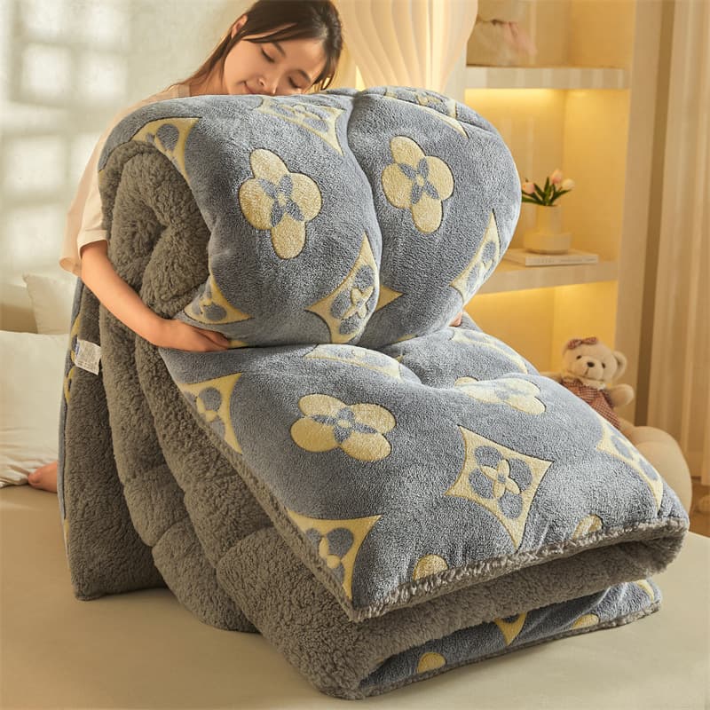 Cross-border Amazon eBay Foreign Trade Winter Quilt Snowflake Fleece Sherpa Double-Sided Fleece Winter Quilt Comforter Duvet Insert Wholesale