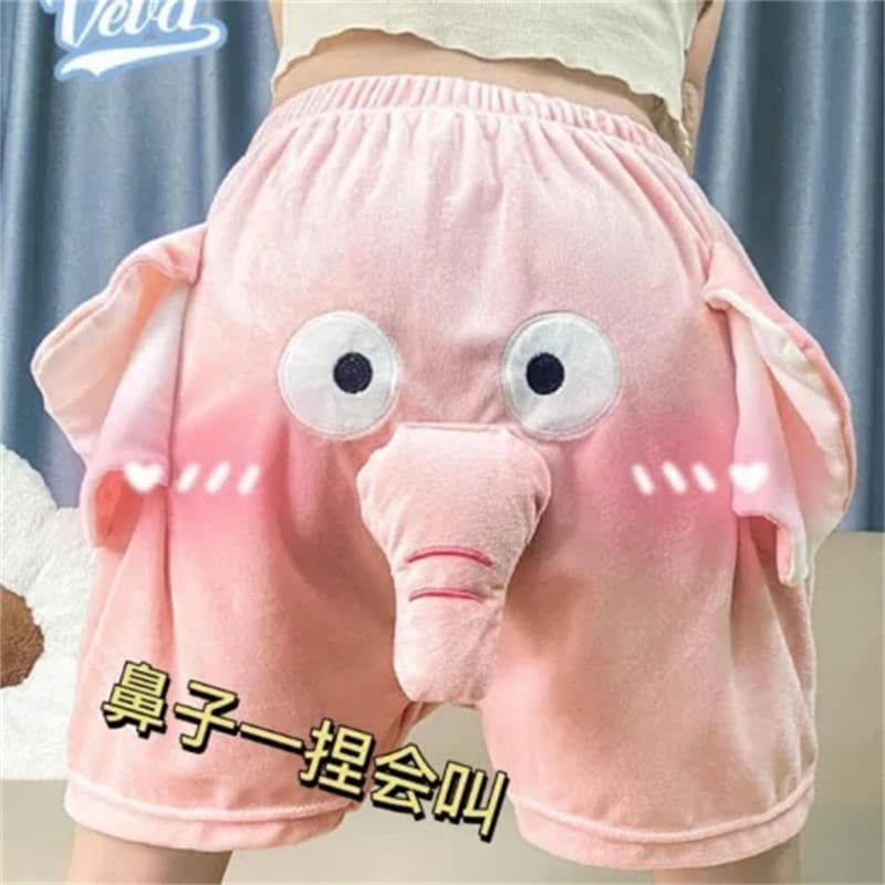 New Nose Pajama Pants Funny Men's Women's Couple Pig Shorts, Nose Squeaky Flying Dumbo Shorts