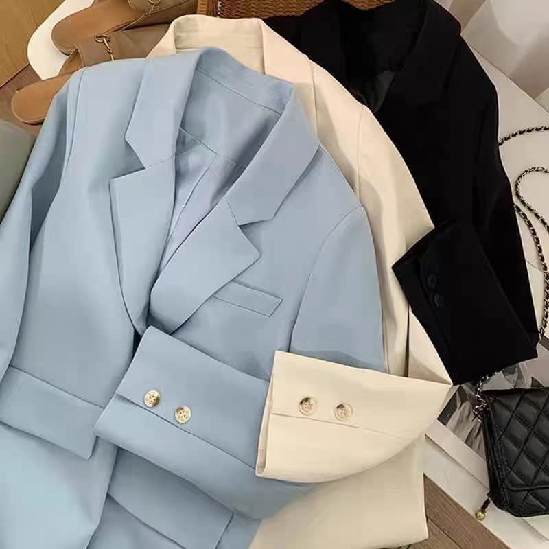 Blazer women's spring new Korean style classic two-button temperament lemon loose casual internet celebrity small suit