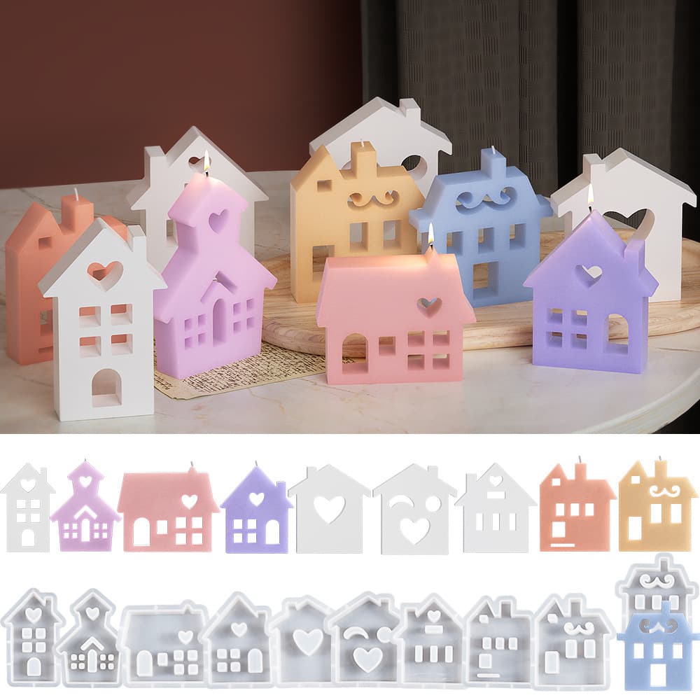 DIY Epoxy Resin Candle Silicone Mold Plaster Cement Heart House Easter Candle Mold Wholesale