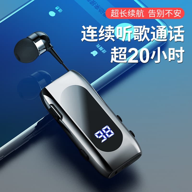 K55 Digital Display Waterproof Business Cable Headset Wholesale Collar Clip Type Wireless In-Ear Long Endurance Bluetooth Headset