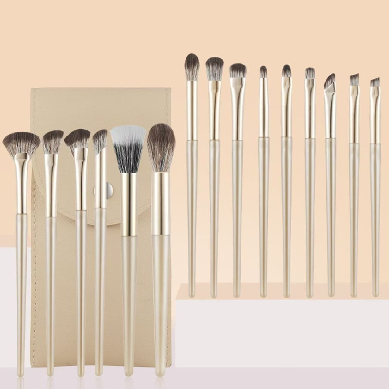 Source Manufacturer Makeup Brushes Cangzhou 15-Piece Set of Gold-Plated Eye Brushes, Blade Brushes, Eyebrow Brushes