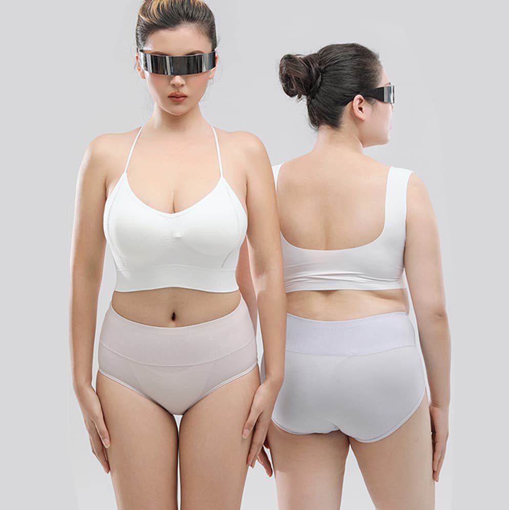 Cross-border Large Size Women's High-Waisted Tummy Control Seamless Cotton Underwear, Solid Color Breathable Full Coverage Women's Triangle Panties