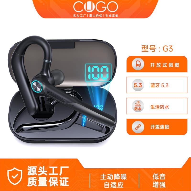 Amazon and AliExpress Hot Selling Wireless Business On-Ear Bluetooth Earbud G3 Single Ear ENC Dual Mic Noise Canceling Cross-Border