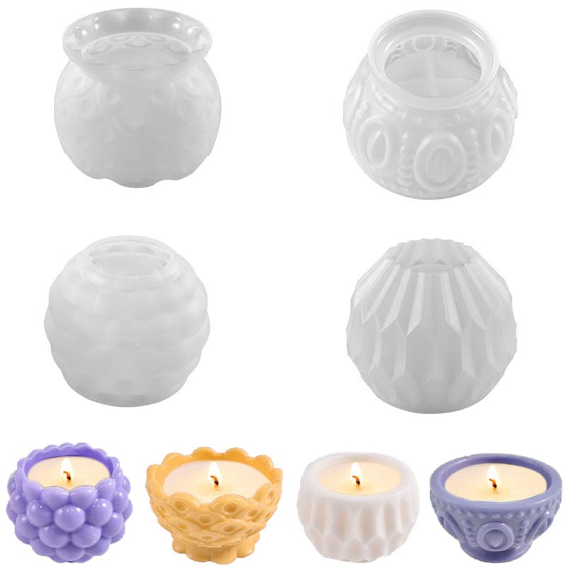 Faceted Relief Bowl Aromatherapy Candle Cup Silicone Mold, Epoxy Resin DIY Polka Dot Storage Box Cement Flower Pot