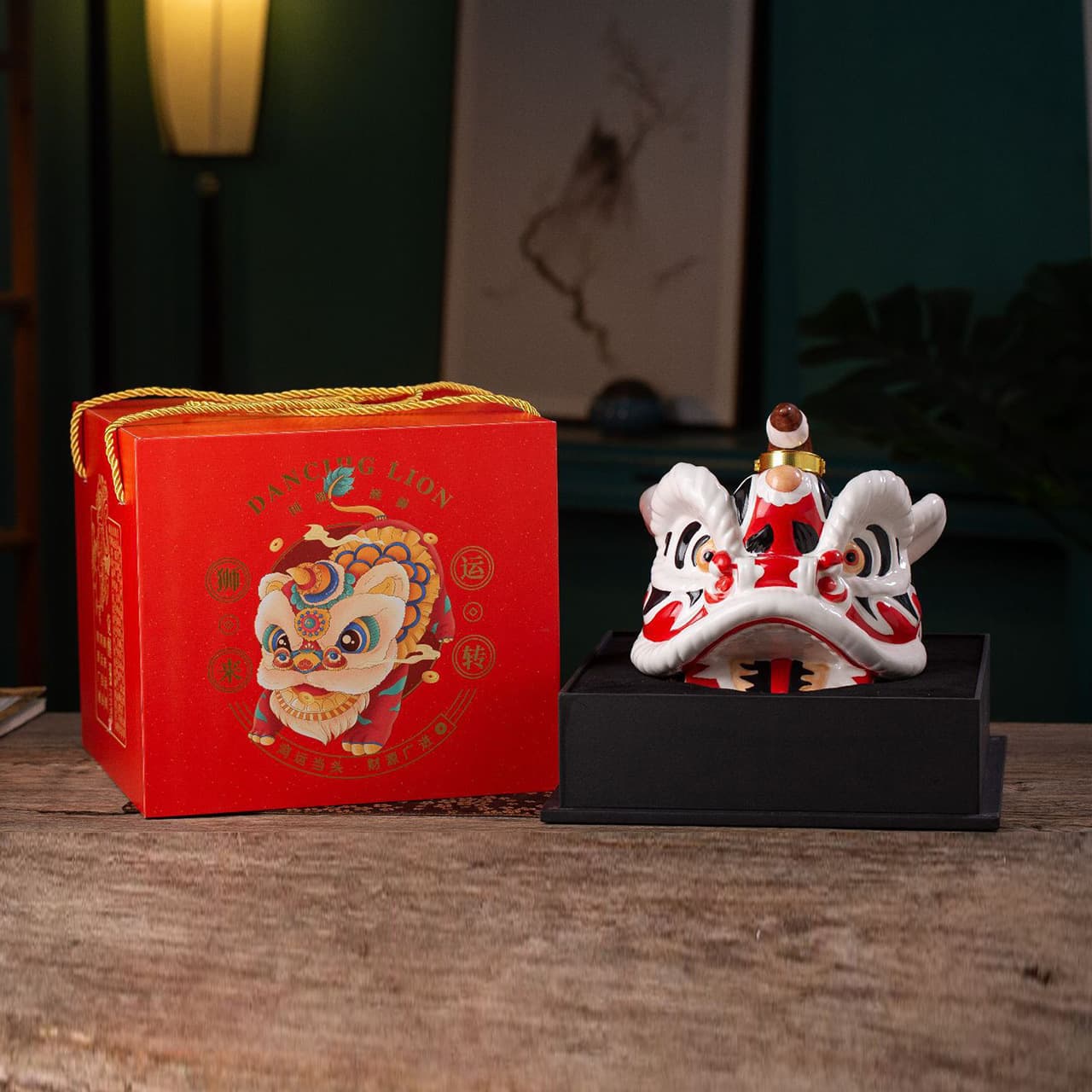 National Trend Awakening Lion Gift Box Chinese Style Ceramic Creative Ornament 3L Wine Bottle 6 Jin Hand-Painted Ceramic Wine Jar