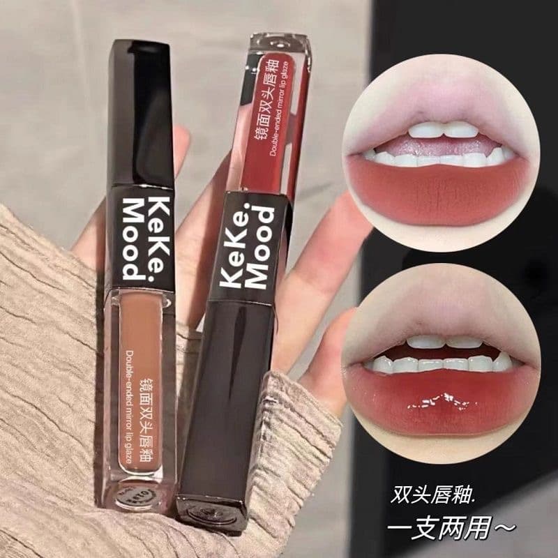 keke mood watery double-ended lip glaze water-gloss mirror lip gloss matte matte lip mud without makeup one-piece drop shipping