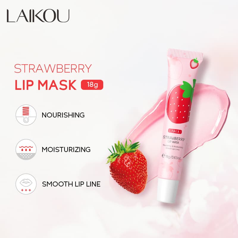 LAIKOU lip balm 18g, plumping lips, sweet strawberry flavor, moisturizing, English packaging, cross-border manufacturer.