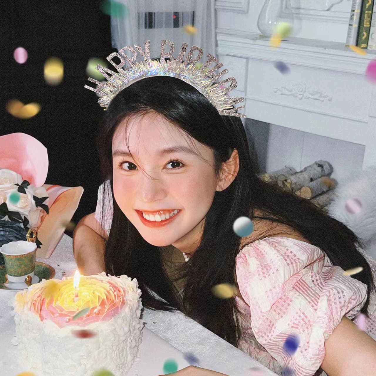 Colorful Shiny Headbands for Children, Birthday Hats, Birthday Photo Props, Party Internet Celebrity Dress-Up Decorations for One-Year-Olds