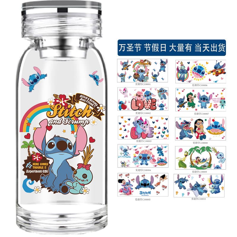 Cross-border Cartoon Theme Cup Sticker Glass Bottle Sticker Pen Sticker UV Transfer Sticker Crystal Label No Trace Sticker Label