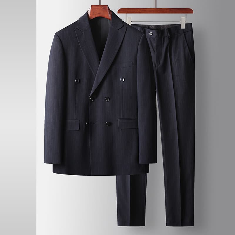 Men's Suit Set 2025 New Double-Breasted Light Luxury Business Wedding Suit Set Men's High-End Style