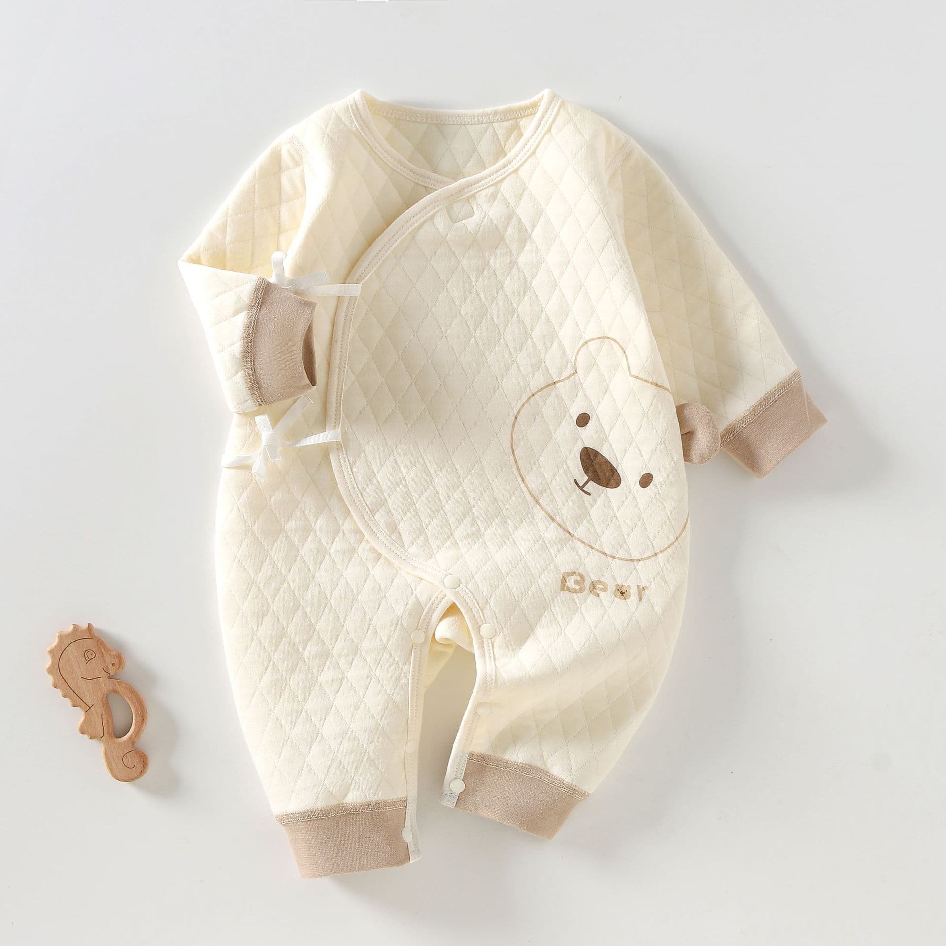 Newborn Clothes Baby Autumn Winter Romper Unisex Baby Jumpsuit Three-Layer Warm Butterfly Clothes Monk Suit