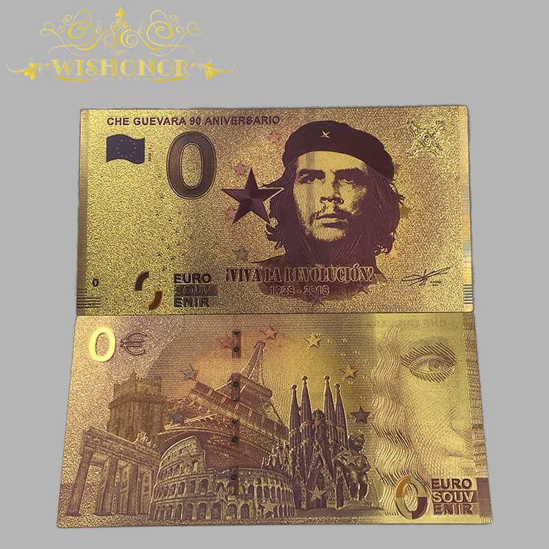 0 Euro Che Guevara Gold Foil Commemorative Banknote, Gold Foil Collectible Banknote for Home Decoration