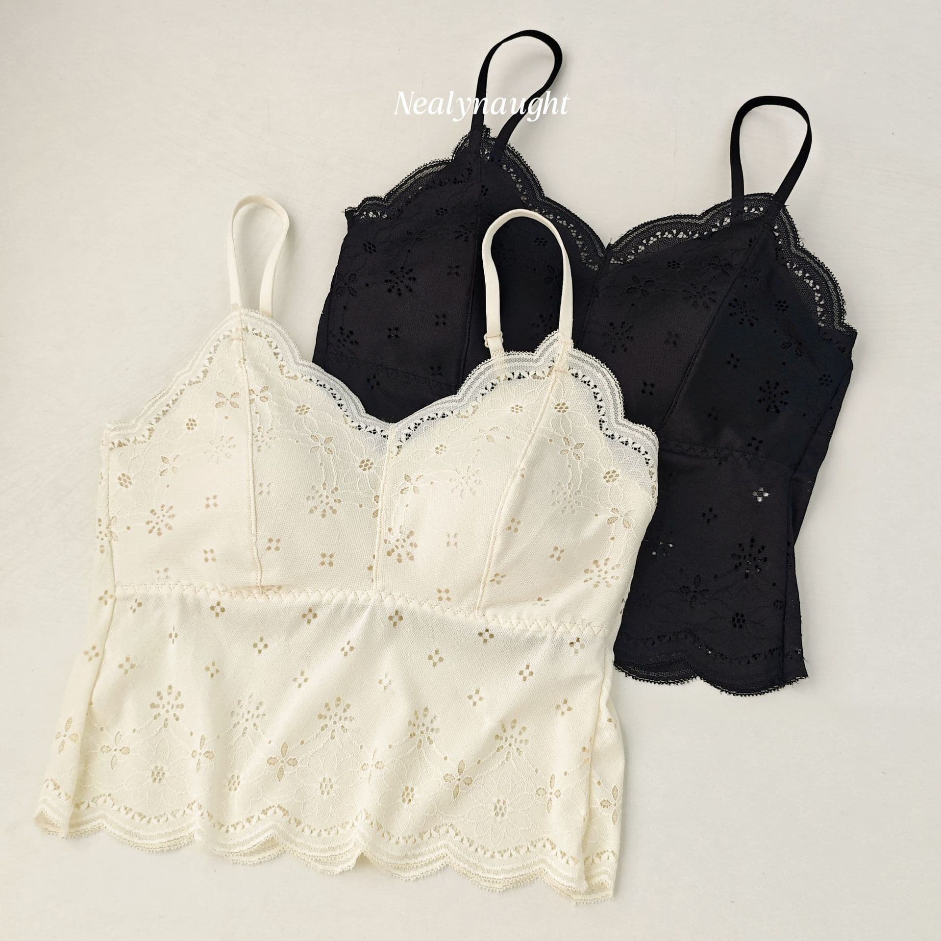 Pure Daisy Lace Vacation Style Camisole with Ruffle Hem, Built-in Fixed Cups, and Beautiful Back Design, Wearable as Outerwear