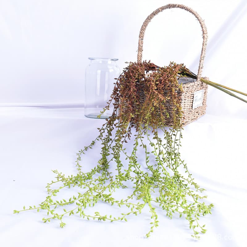 Artificial String of Pearls Succulent Plants, Indoor Hanging Wall-Mounted Green Spider Plant Ceiling Decor