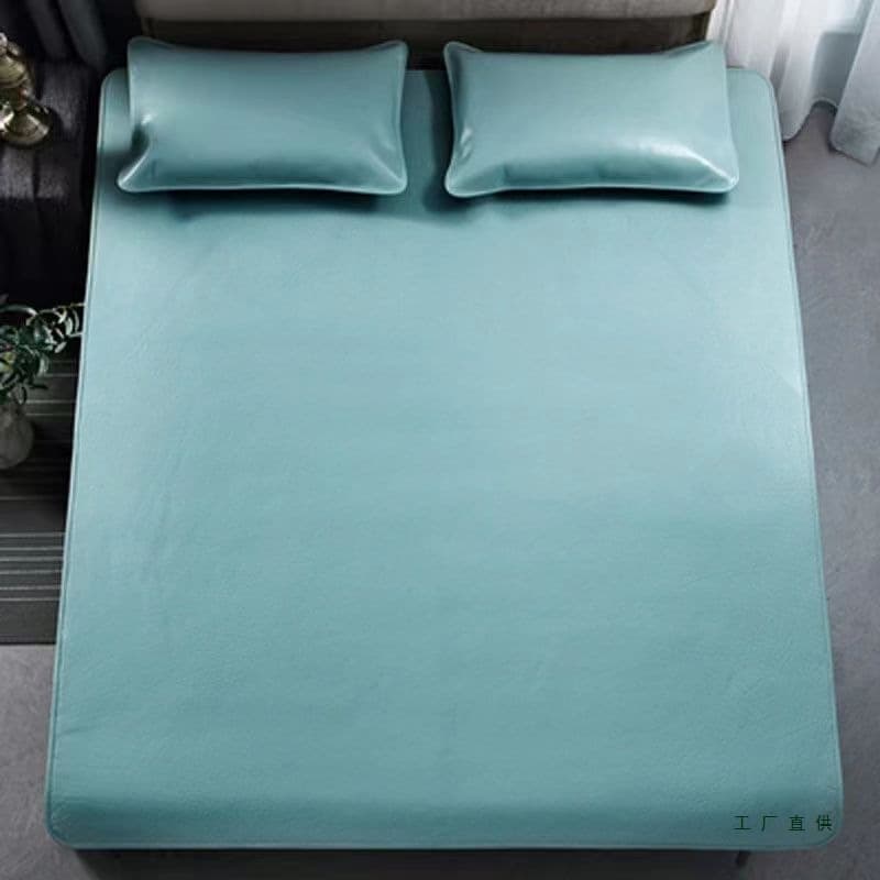 Top-Grain Water Buffalo Leather Cooling Mat, Summer Thick 1.5m Children's Mattress Bed 3-Piece Set Leather Mat