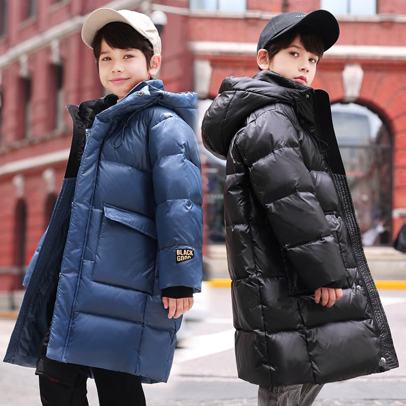 Boys' Down Jacket Mid-Length 2024 New Style for Older Kids Fashion Winter Coat Korean Version Thick Outerwear Trendy