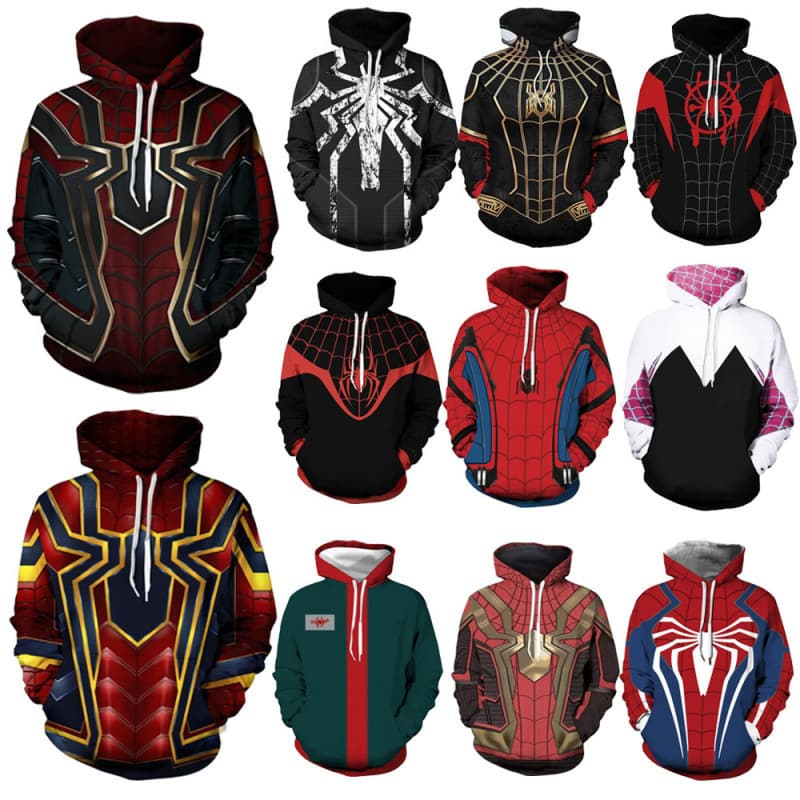 Halloween Anime Spider-Man Zipper Sweatshirt Men's New Era Little Black Spider 3D Digital Print Hooded Jacket