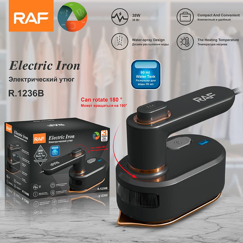 RAF European Standard Handheld Steam Iron, Portable Garment Steamer, Perfect for Home, Business Trip, and Travel - Mini Iron