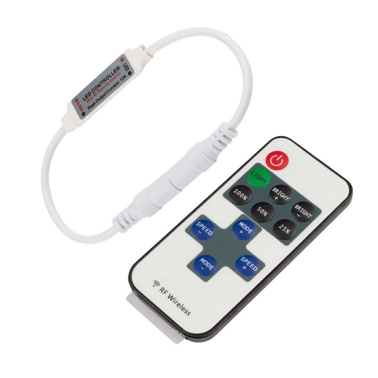 11-Key Mini RF Single Color Controller, Light Strip Monochrome Dimmer, Breathing Effect Monochrome Dimmer, Low Voltage