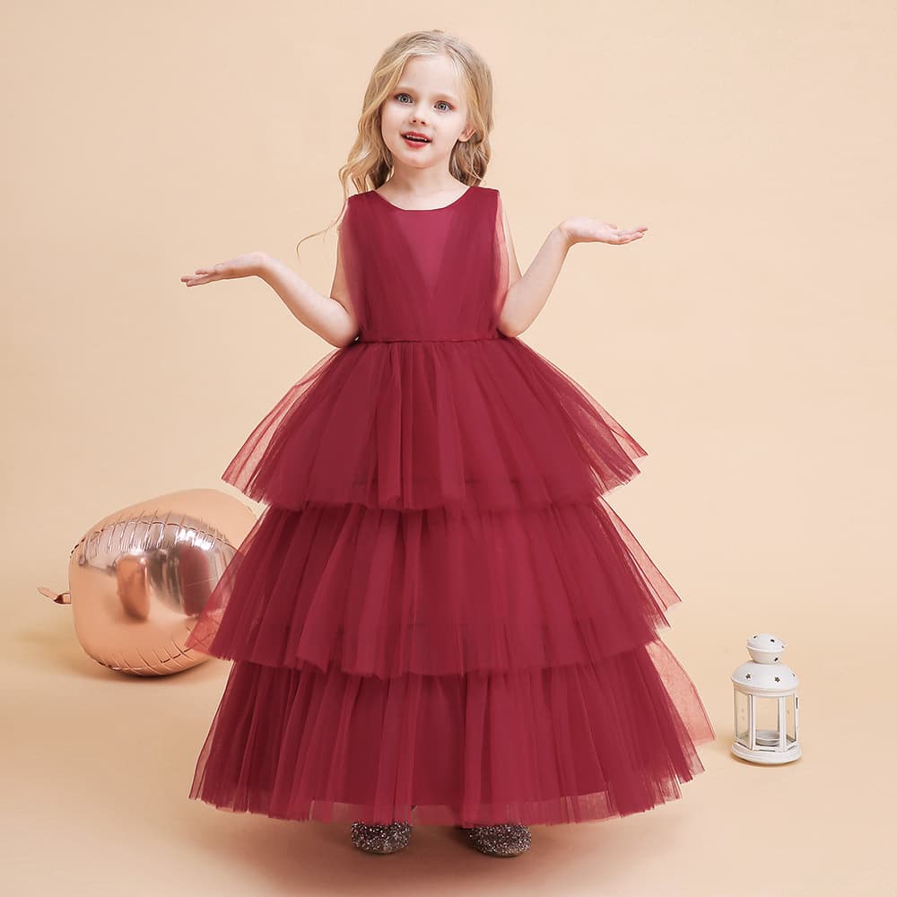 Girls Princess Dress Puffy Skirt Piano Performance Outfit Children's Cake Skirt Stylish Polyester Cotton Blend Spring Autumn