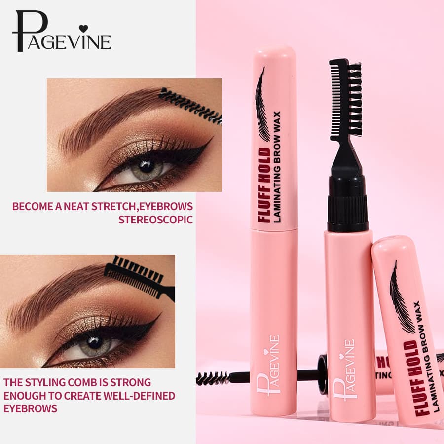 PAGE VINE Natural 3D Eyebrow Gel, Cross-border Dual-Ended with Brow Comb, Clear Eyebrow Setting Gel