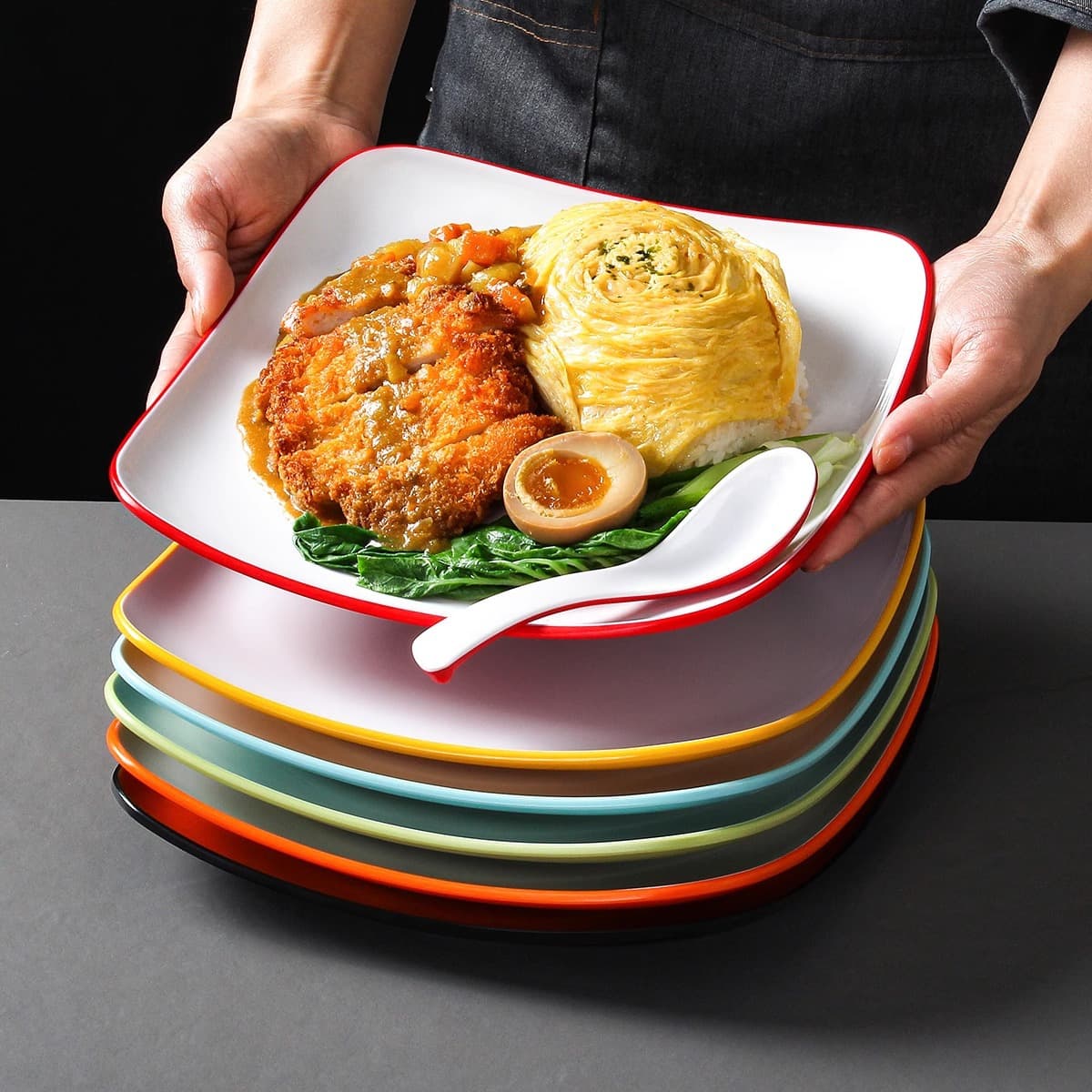 Xiangyuan Mei Melamine Plate Set for Commercial Fast Food Restaurants, Pig Trotter Rice, Rice Bowl Set