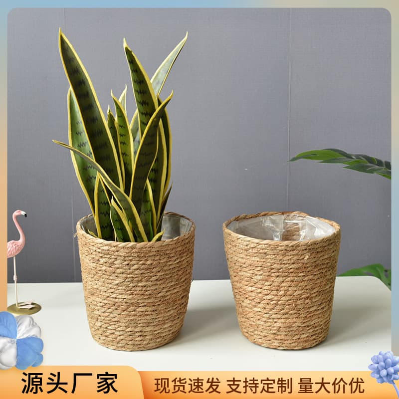 Handwoven Sea Grass Rope Plant Pots Basket Home Living Room Decorative Wicker Basket Bamboo Woven Plant Basket Customizable