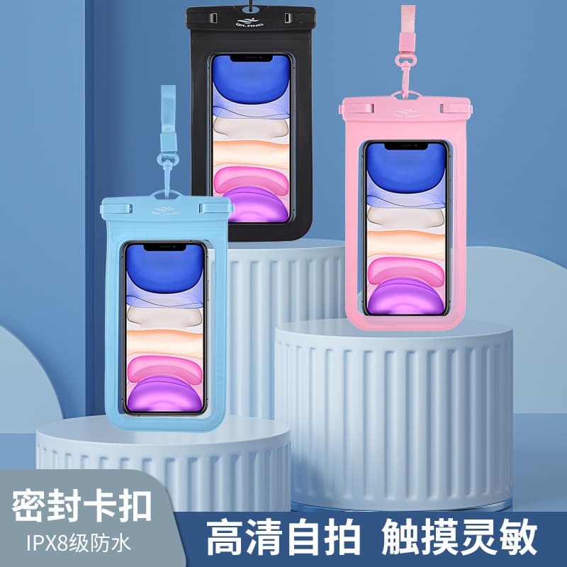 Waterproof phone case for underwater photography, swimming, diving, Apple and Huawei compatible touchscreen bag, rider waterproof bag