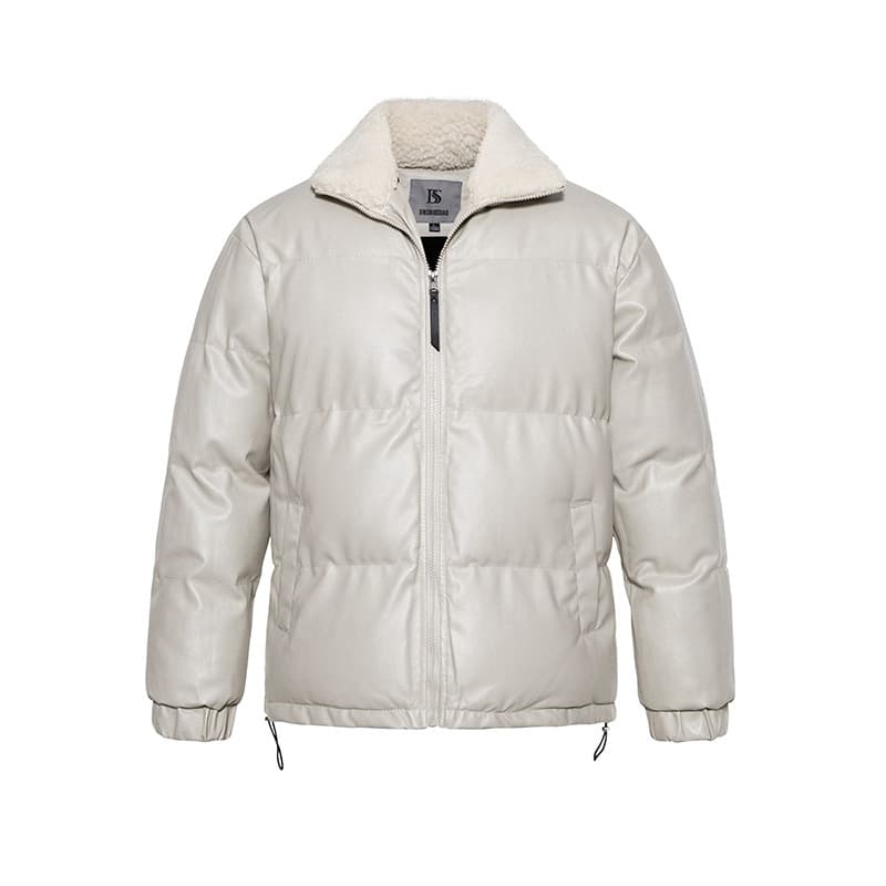 Cross-Border Turn-Down Collar Hong Kong Style Cotton Jacket Youth Cotton Padded Jacket Loose Casual Men's Leather Jacket PU Leather Cotton Jacket Men's