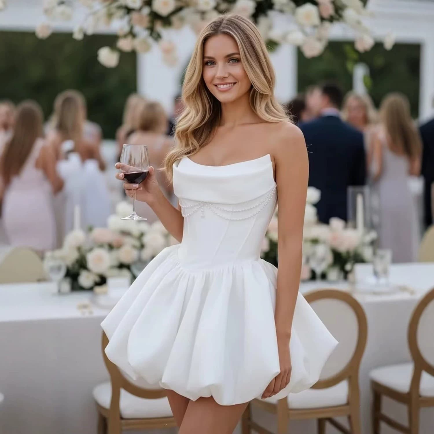 Western Wedding Dress, Strapless, Ruched Design, Waist-Tightening, 2026 New Short Skirt, Bride's Civil Ceremony & Photo Shoot White Dress