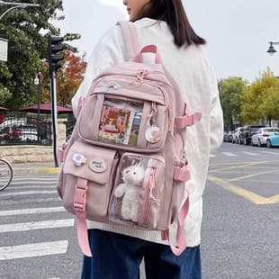 Ins Style Large Capacity High School Student Backpack for Girls Korean Version Y2K Ulzzang Versatile Double Shoulder Bag Junior High School Backpack
