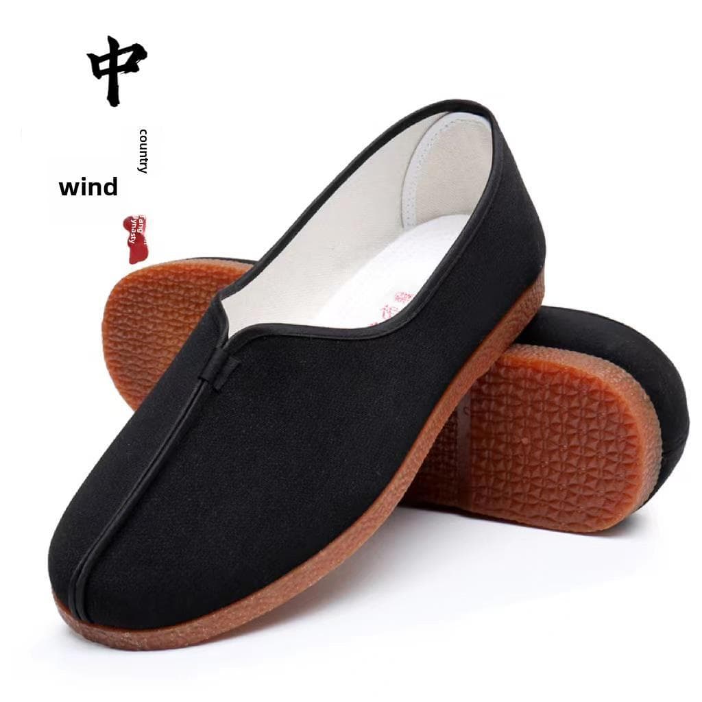 Men's Traditional Beijing Cloth Shoes Classic Chinese Round-Toe Monk Shoes, Breathable and Comfortable Non-Slip Soft-Soled with Beef Sole, No Abrasives