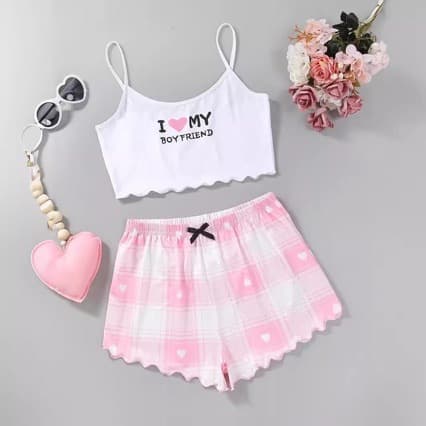 Young Casual Loungewear Set for Women: Thin Sleeveless Milk Silk Shorts and Top, Simple Pajama Two-Piece Set