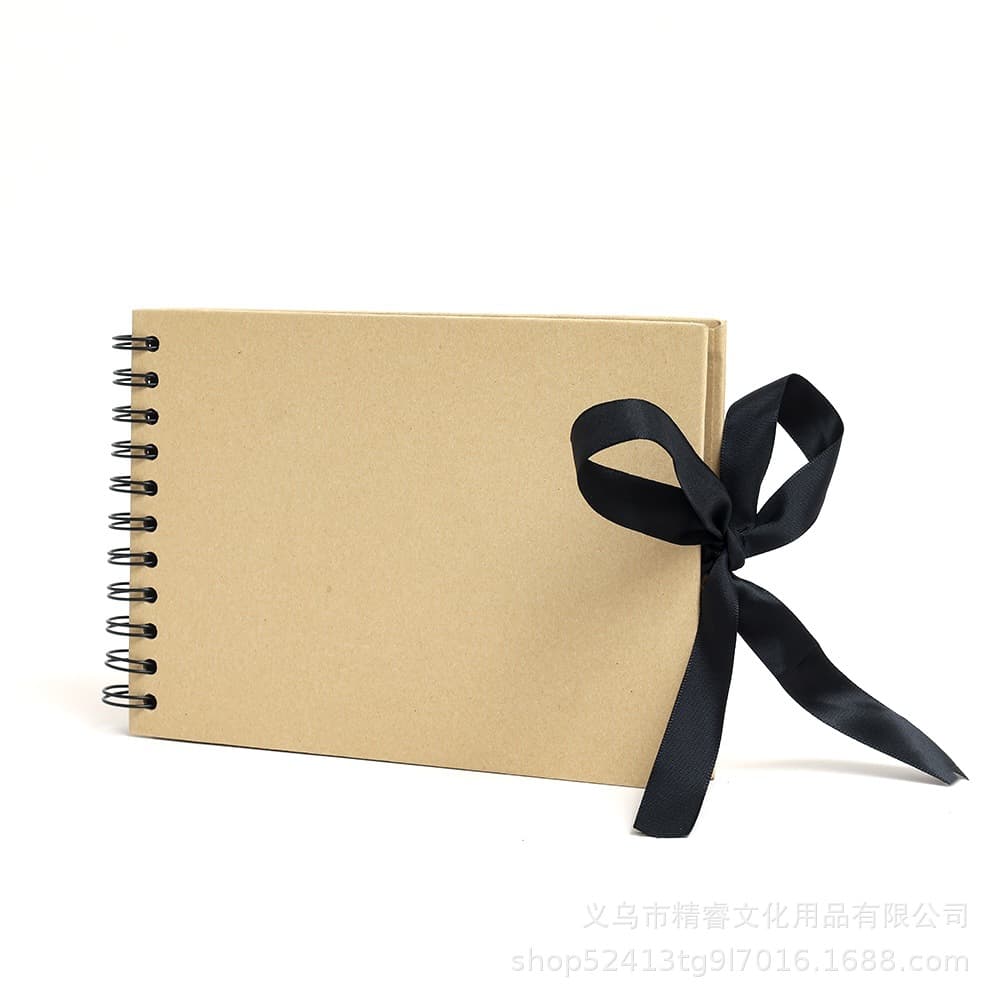 Best-selling A5 Scrapbook Coil Notebook DIY Photo Album with Bow Ribbon, Clip Ring Flip Pages, Photo Storage