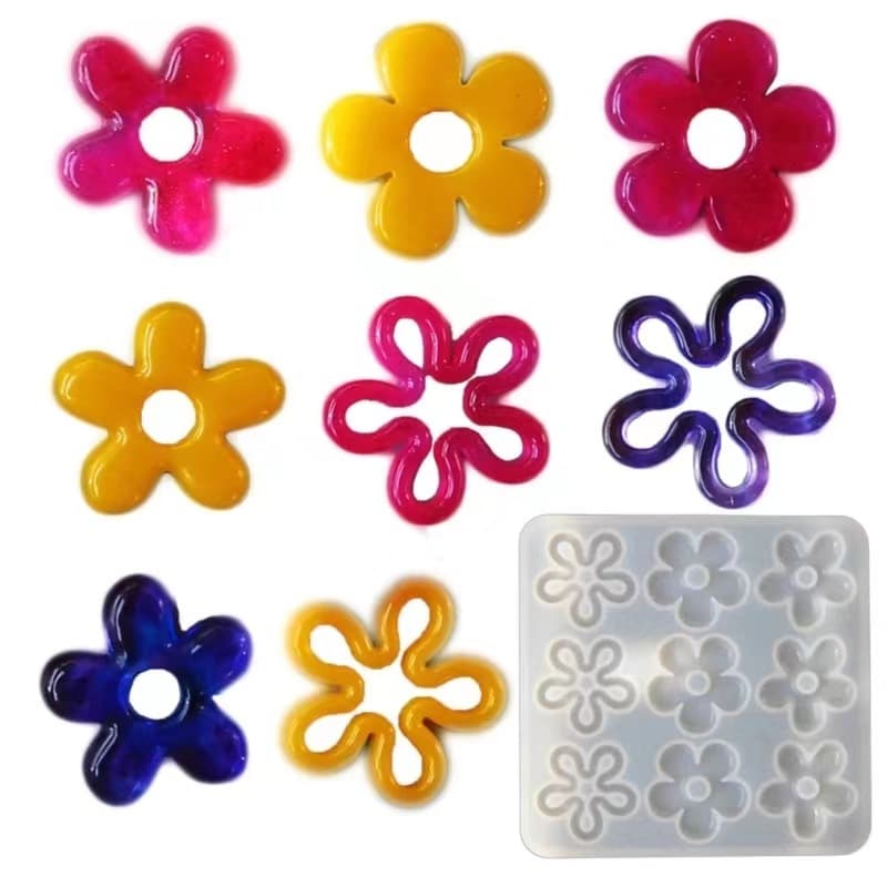 Handmade DIY Crystal Drip Flower Pendants Round Necklaces with Ribbon Mirror Surface Home Decoration Cake Tools