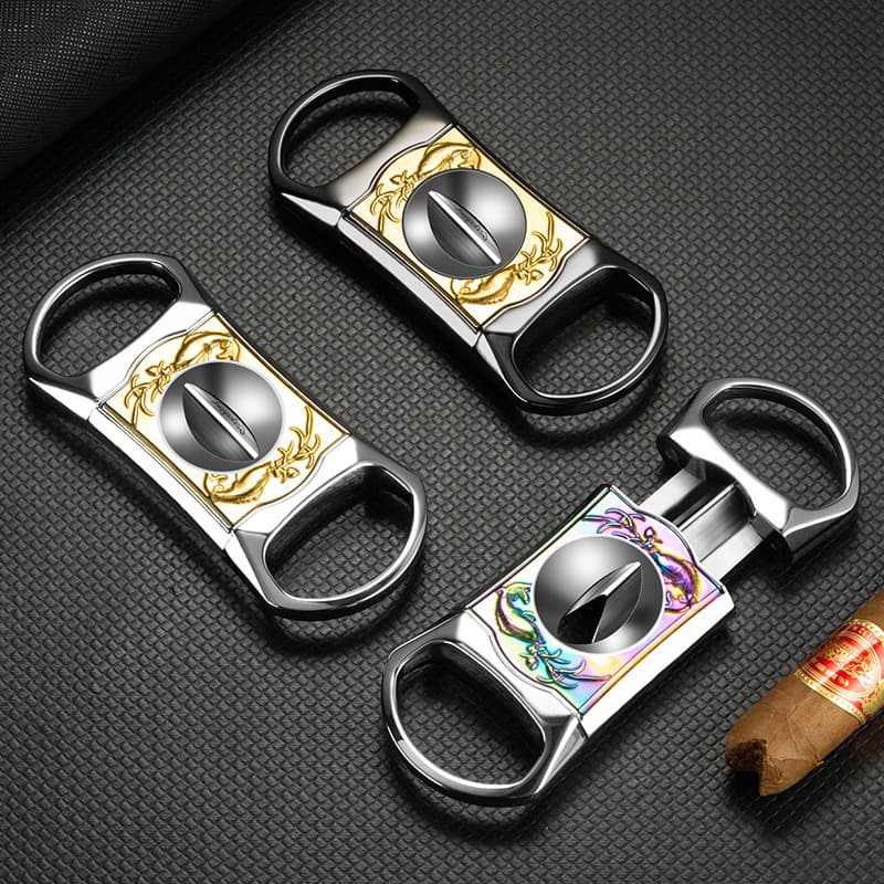 Cigar scissors metal hand-embossed cigar scissors sharp portable cigarette scissors
