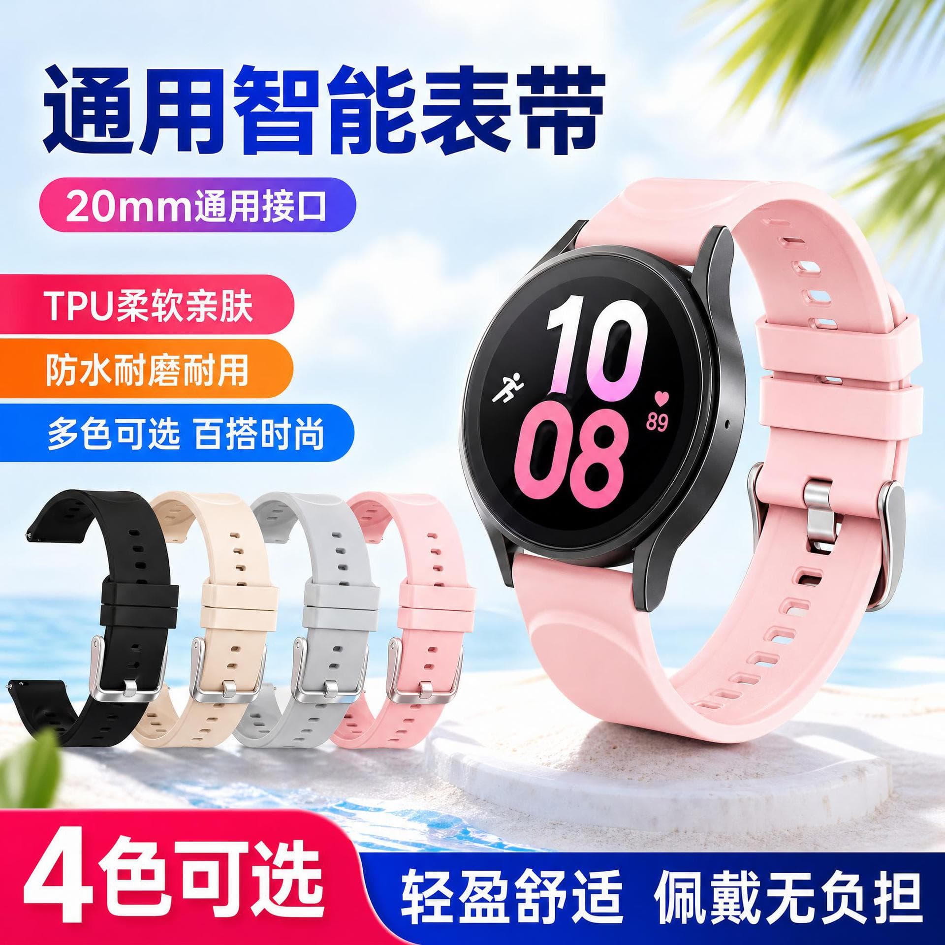 Watch Band In Stock 20mm Universal Interface TPU Watch Strap Compatible with Huawei, Samsung and Other Smart Watches
