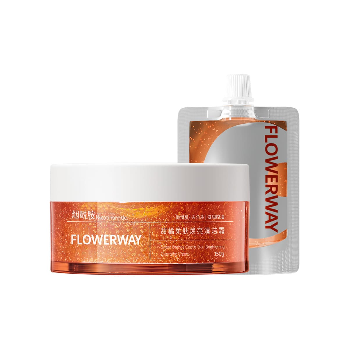 FLOWERWAY Sweet Orange Softening Brightening Cleansing Cream Deep Pore Cleansing Makeup Remover Unclog Pores Cream