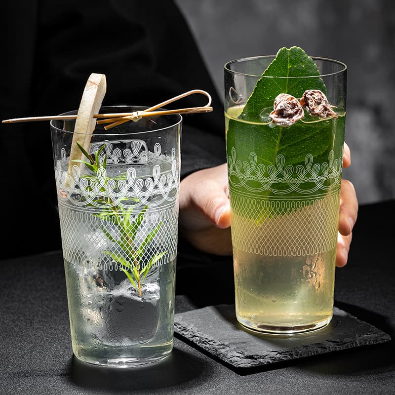 Japanese Kimura Thin-Bottom Collins Glass Ultra-Thin Cocktail Glass Straight Glass Gin Tonic Glass Long Drink Glass Highball Glass Ice Ball Glass