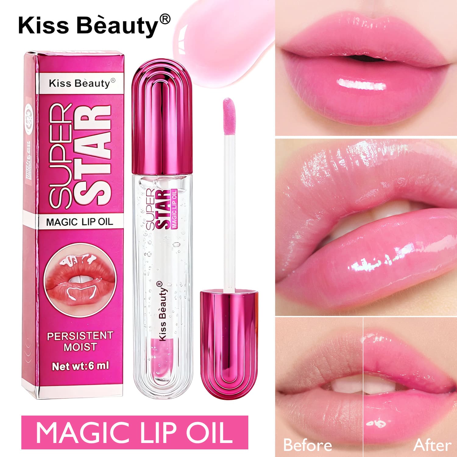 Kiss Beauty Cross-border Lip Gloss Color-changing Moisturizing Long-lasting Non-stick Cup Lip Gloss Lipstick Factory Wholesale