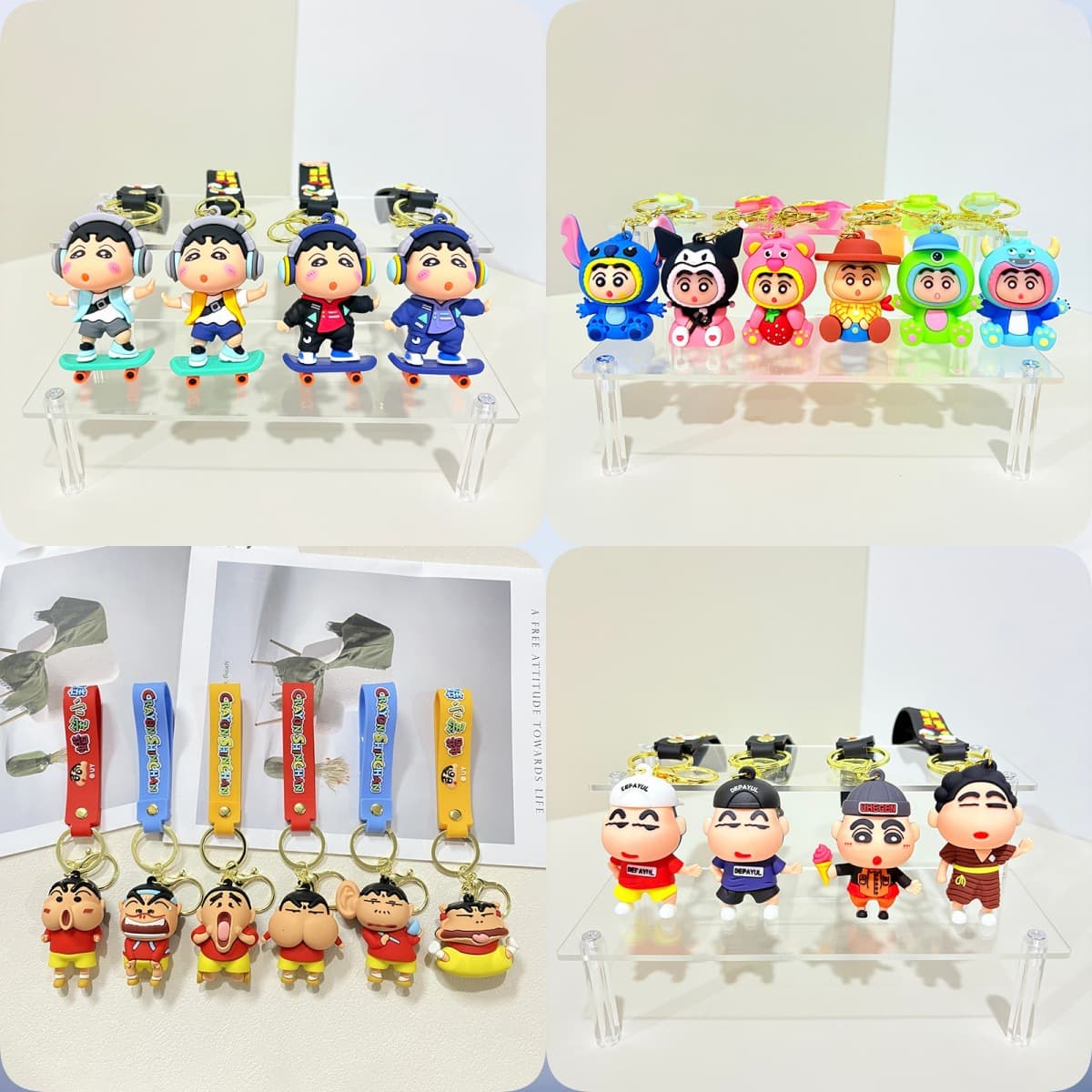 Japanese-Style Crayon Shin-Chan Quirky Crayon Keychain, Cute Little White Crocodile Plush Toy, Gashapon Gift Wholesale
