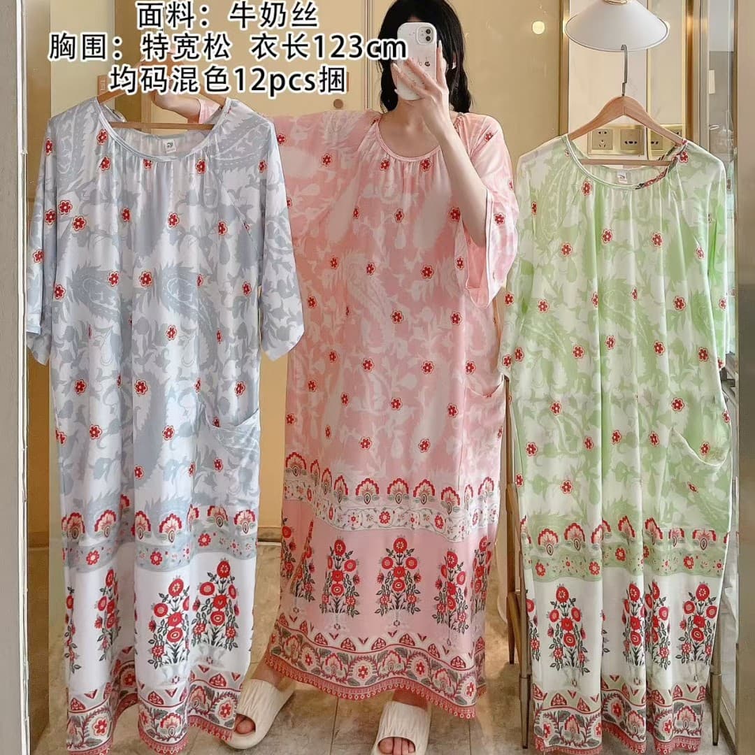 Long Women's Home Sleep Dress, Factory Direct, European and American Style Loose Young Women's Pajamas