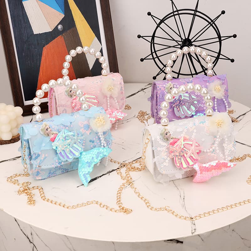 Children's cute shoulder crossbody bag pearl girl small bag new little girl internet celebrity small bag handbag