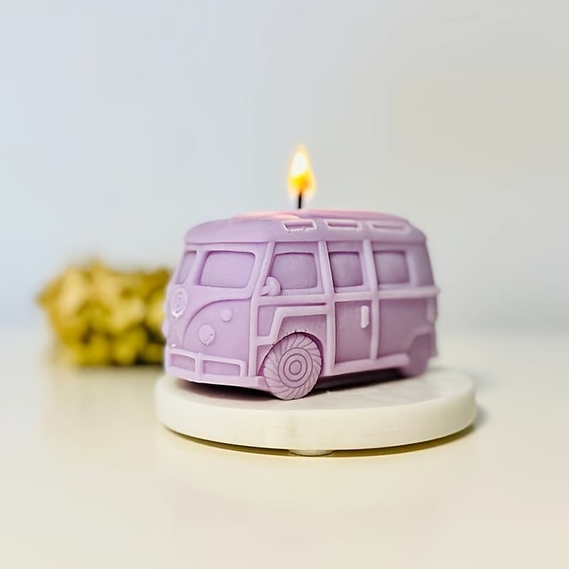 Van Car Aromatherapy Candle Silicone Mold DIY Bus Resin Plaster Ornament Soap Mold