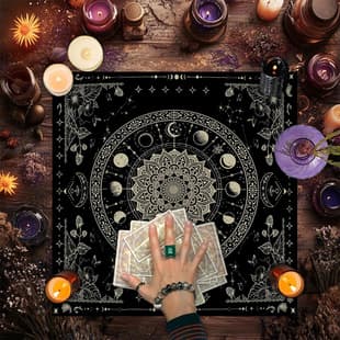Cross-Border Hot Selling Vintage Flower Moon Phase Altar Cloth Butterfly Tarot Card Black Oracle Mat Tarot Tablecloth Drawstring Bag